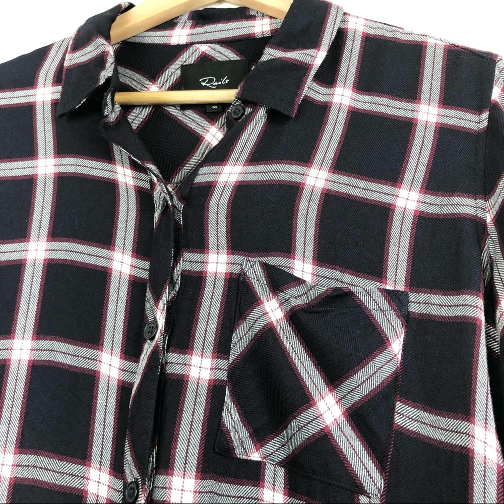 Rails Hunter Plaid Flannel Button Down Shirt - image 3